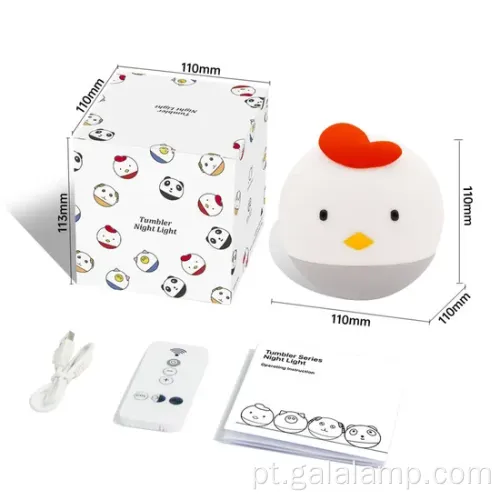 Adorável luz noturna de frango de silicone macio para crianças